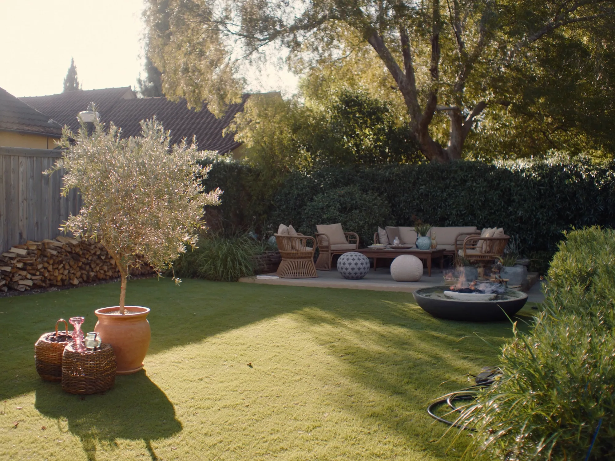 Peaceful backyard garden with seating