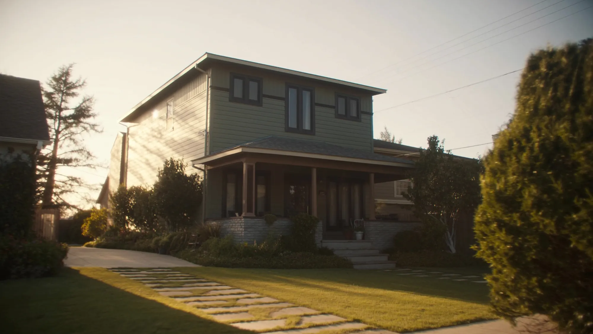 A warm, welcoming home at golden hour