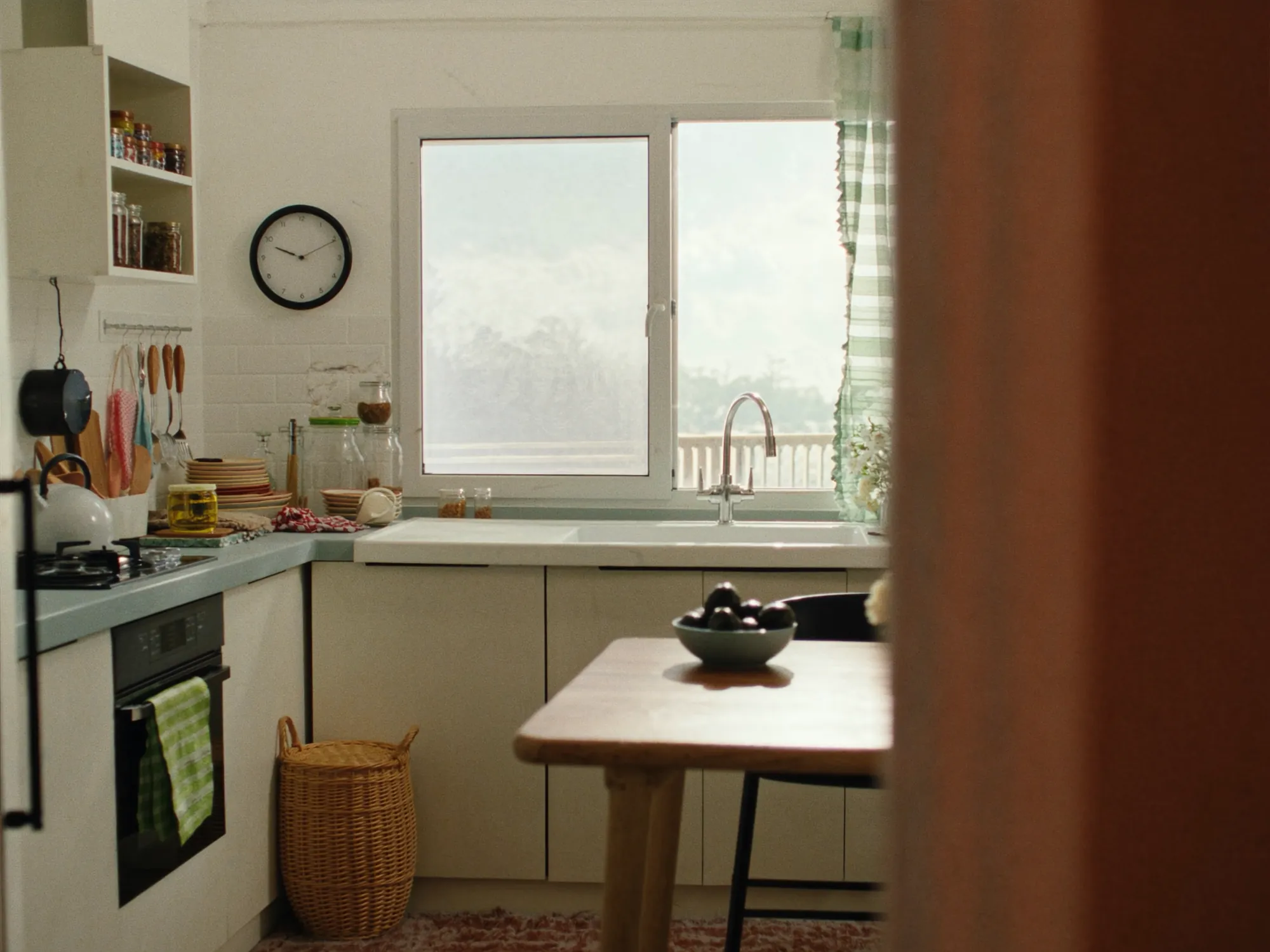 Warm, homey kitchen with natural light