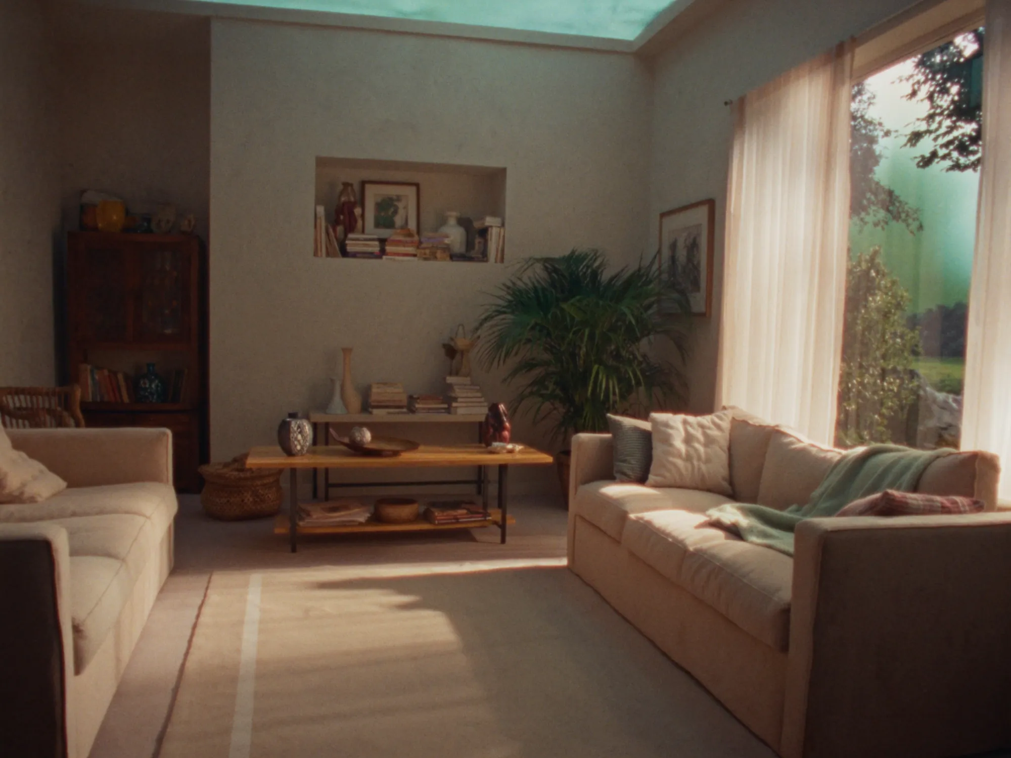 Sunlit, comfortably furnished living room